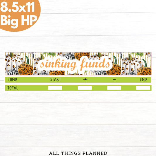 8.5x11 | Big | Oct. (Leopard Pumpkins) Sinking Funds Tracker