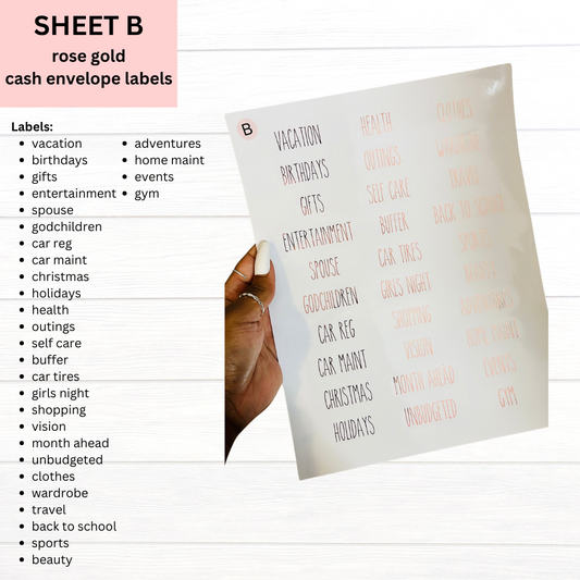 Rose Gold Foil A6 & A7 Labels | SHEET B