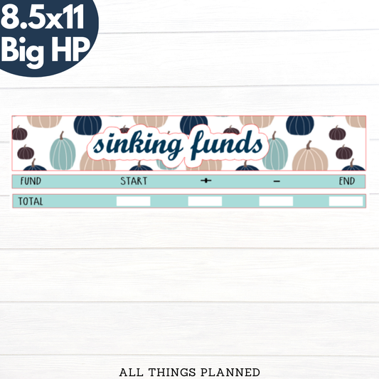 8.5x11 | Big | Oct. (Blue Pumpkins) Sinking Funds Tracker