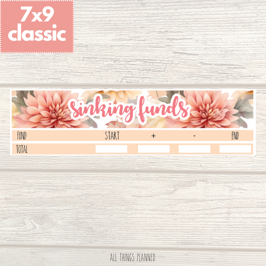 7x9 | Classic | Oct. (Fall Florals) Sinking Funds Tracker