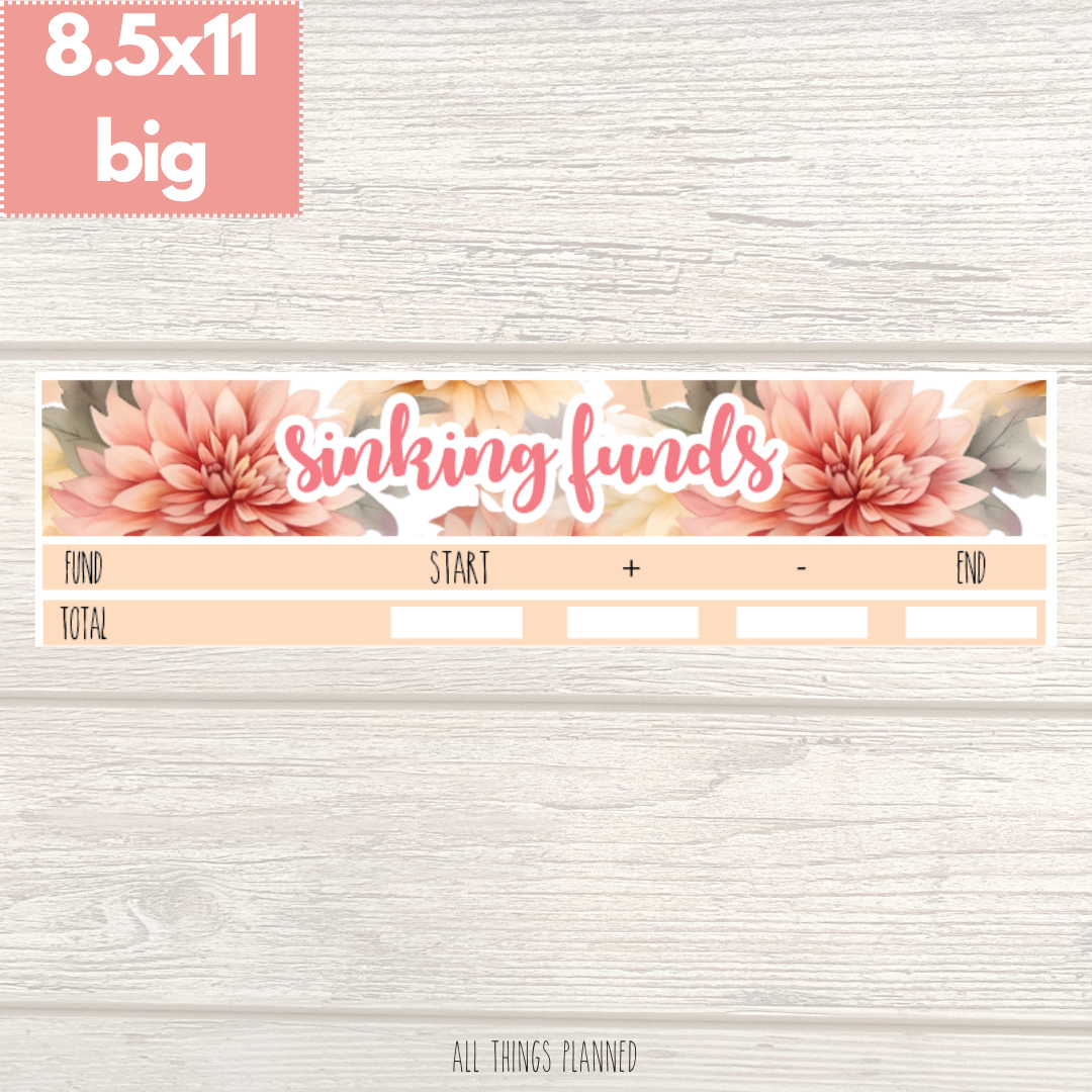 8.5x11 | Big | Oct. (Fall Florals) Sinking Funds Tracker