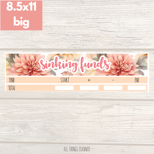 8.5x11 | Big | Oct. (Fall Florals) Sinking Funds Tracker
