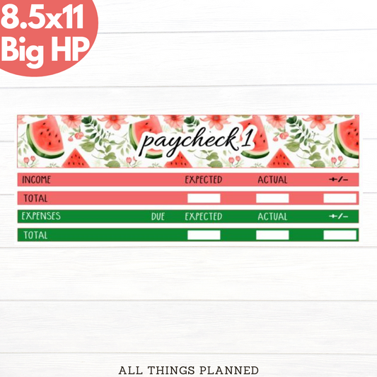 8.5x11 | Big | May (Watermelon) Paychecks