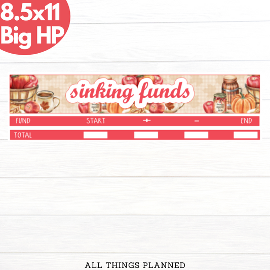 8.5x11 | Big | Sept. (Apple Cider) Sinking Funds Tracker