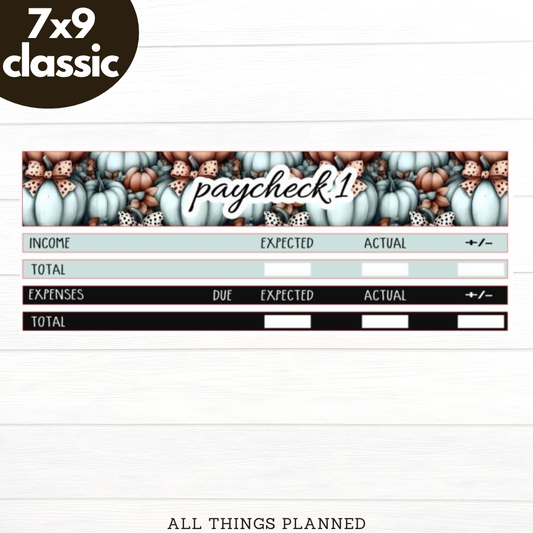7x9 | Classic | Oct (Pumpkins Bows) Paychecks