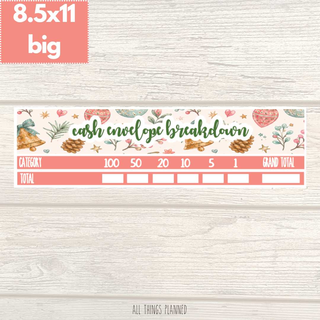 8.5x11 | Big | Dec. (Christmas) Cash Envelope Breakdown