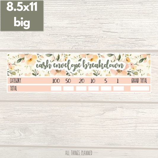8.5x11 | Big | May (Spring Florals) Cash Envelope Breakdown