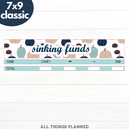 7x9 | Classic | Oct. (Blue Pumpkin) Sinking Funds Tracker