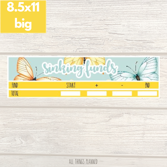 8.5x11 | Big | Mar. (Butterflies) Sinking Funds Tracker