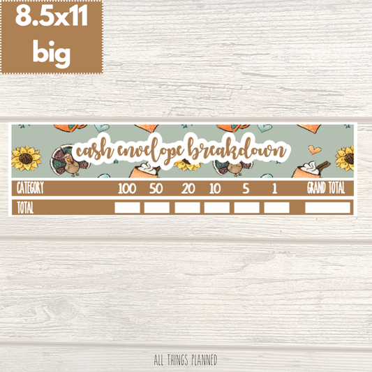 8.5x11 | Big | Nov. (Thanksgiving) Cash Envelope Breakdown