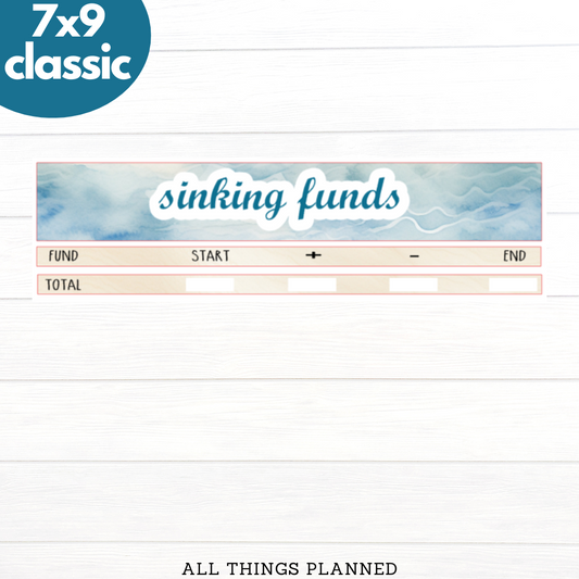 7x9 | Classic | July (Ocean) Sinking Funds Tracker