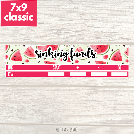 7x9 | Classic | July (Watermelon) Sinking Funds Tracker