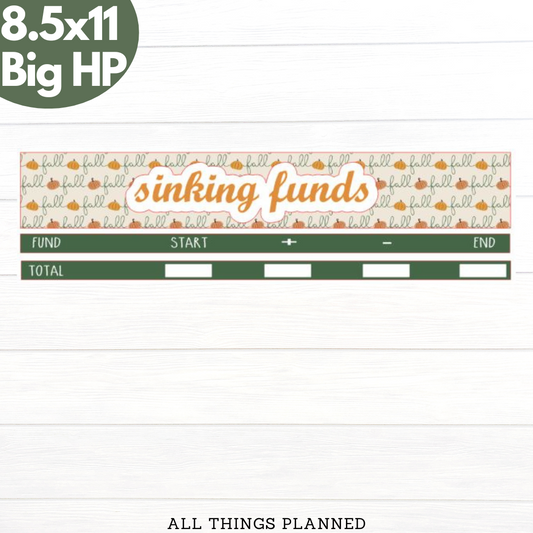 8.5x11 | Big | Nov. (Boho Fall) Sinking Funds Tracker