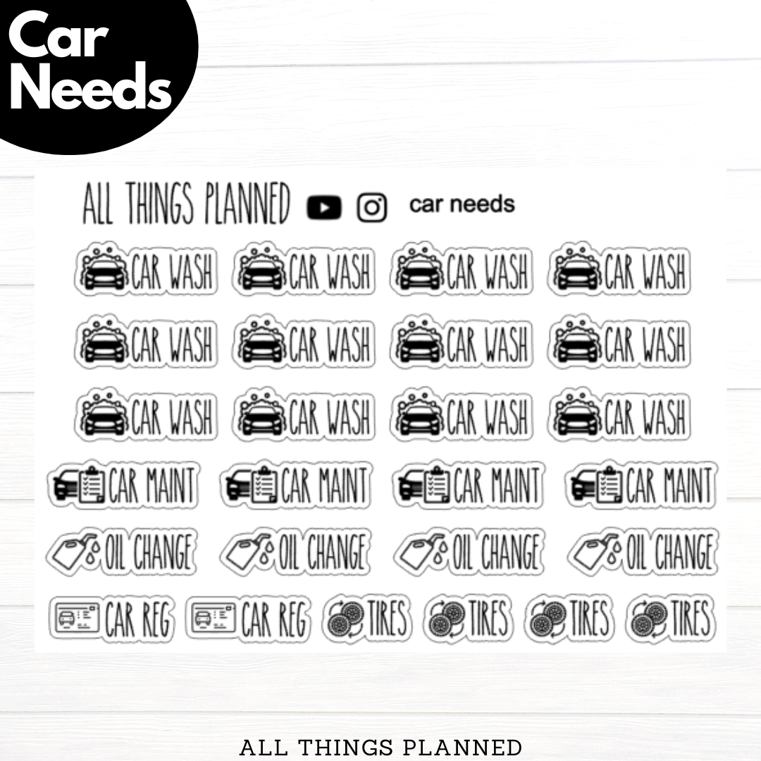 Needs Sticker Car Needs Stickers – All Things Planned
