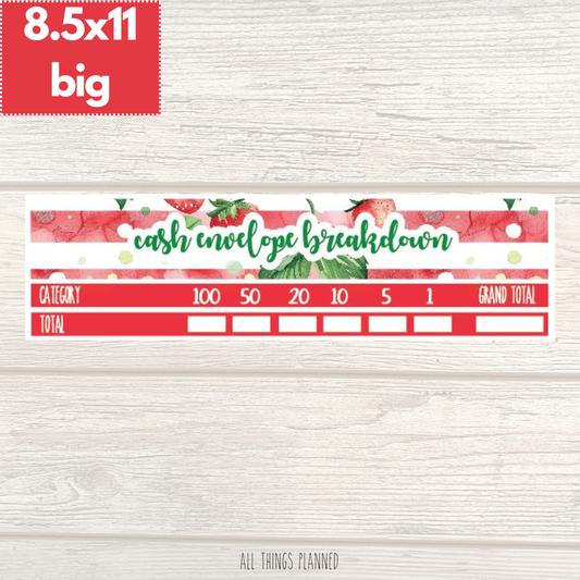 8.5x11 | Big | April (Strawberry Garden) Cash Envelope Breakdown
