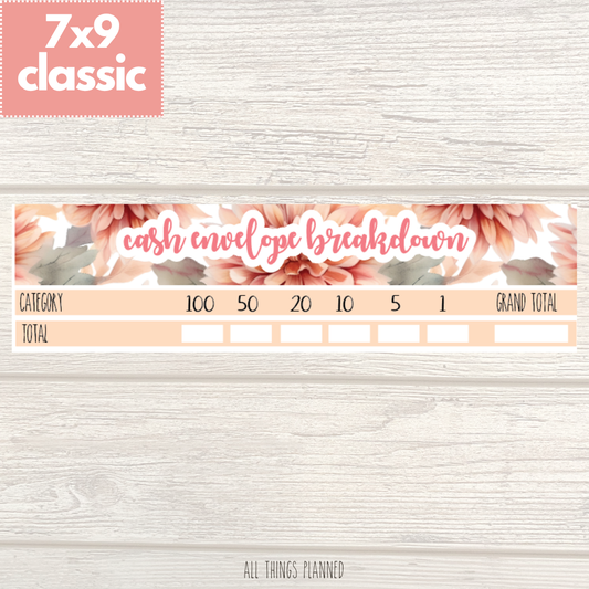 7x9 | Classic | Oct. (Fall Florals) Cash Envelope Breakdown