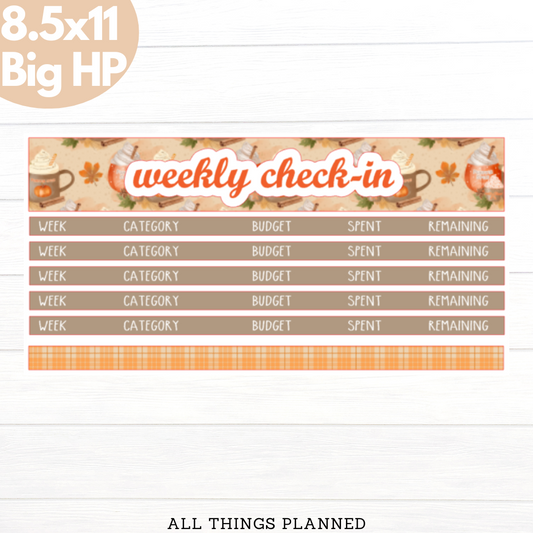 8.5x11 | Big | Sept. (Pumpkin Spice) Weekly Check-In