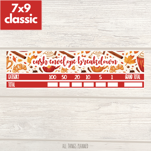 7x9 | Classic | Sept. (Fall Latte) Cash Envelope Breakdown