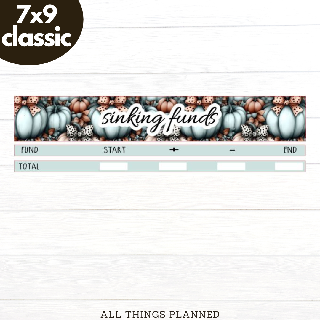 7x9 | Classic | Oct (Pumpkins Bows) Sinking Funds Tracker