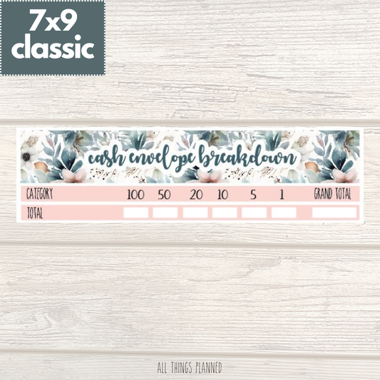 7x9 | Classic | Feb. (Winter Florals) Cash Envelope Breakdown