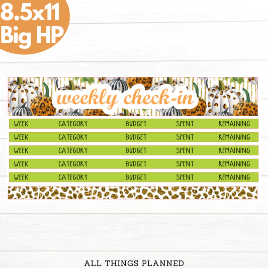 8.5x11 | Big | Oct. (Leopard Pumpkins) Weekly Check-In