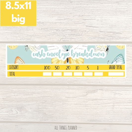 8.5x11 | Big | Mar. (Butterflies) Cash Envelope Breakdown