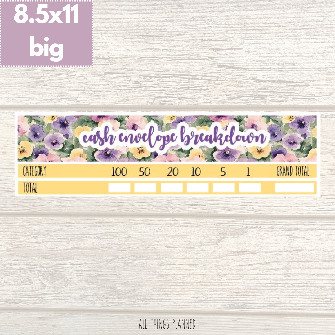 8.5x11 | Big | June (Summer Florals) Cash Envelope Breakdown