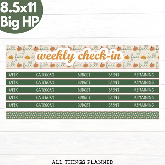 8.5x11 | Big | Nov. (Boho Fall) Weekly Check-In