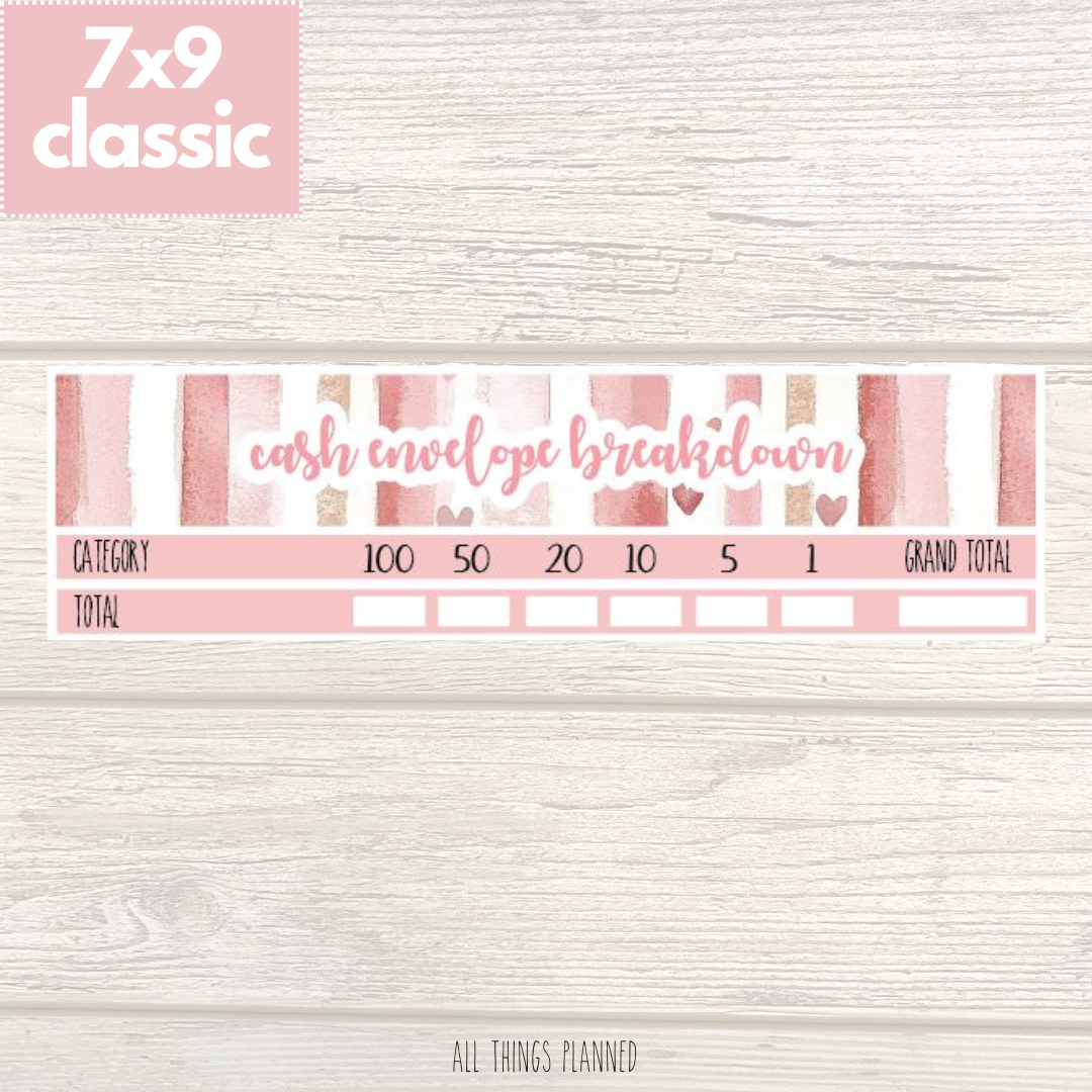 7x9 | Classic | Feb. (Love Bliss) Cash Envelope Breakdown