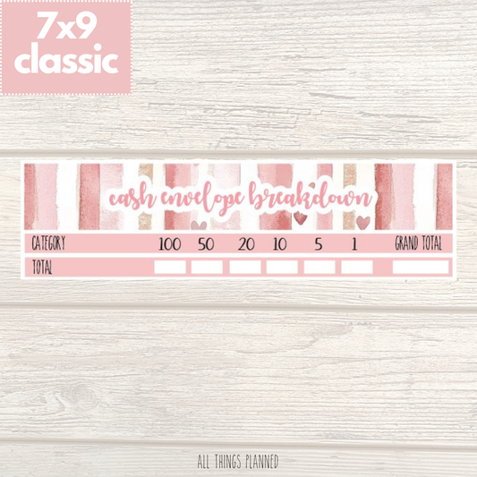 7x9 | Classic | Feb. (Love Bliss) Cash Envelope Breakdown