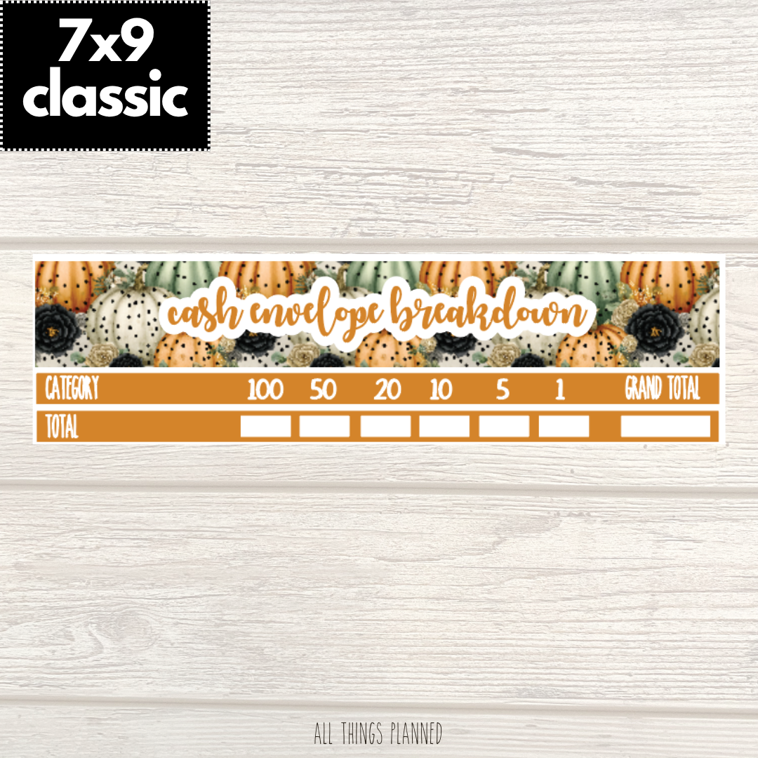 7x9 | Classic | Oct. (Pumpkins) Cash Envelope Breakdown