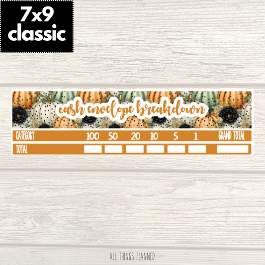 7x9 | Classic | Oct. (Pumpkins) Cash Envelope Breakdown