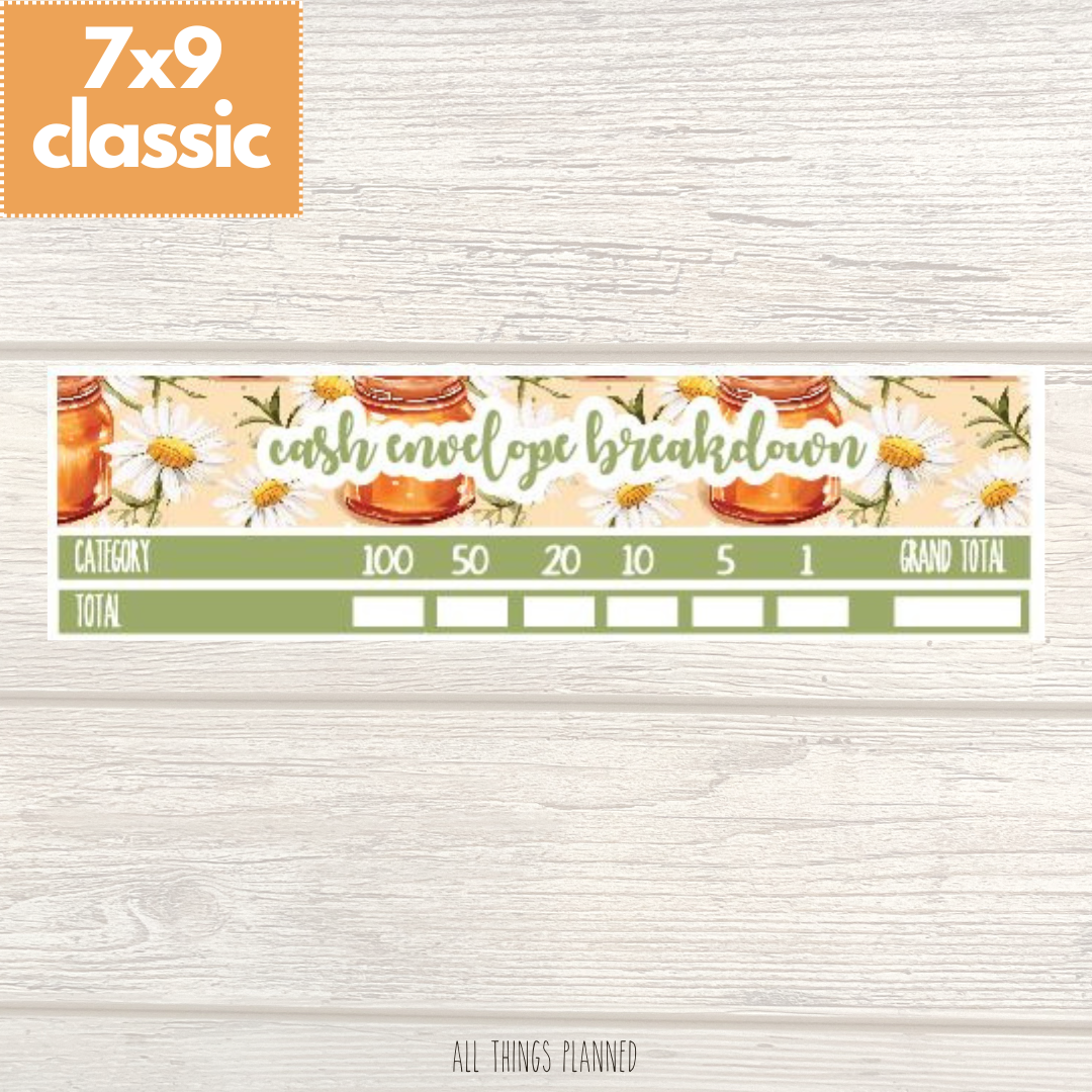 7x9 | Classic | Mar. (Honey Jar) Cash Envelope Breakdown