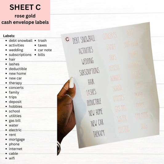 Rose Gold Foil A6 & A7 Labels | SHEET C