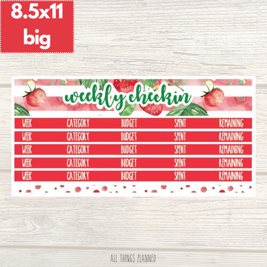 8.5x11 | Big | April (Strawberry Garden) Weekly Check-In