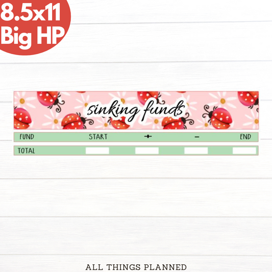 8.5x11 | Big | Mar. (Ladybugs) Sinking Funds Tracker