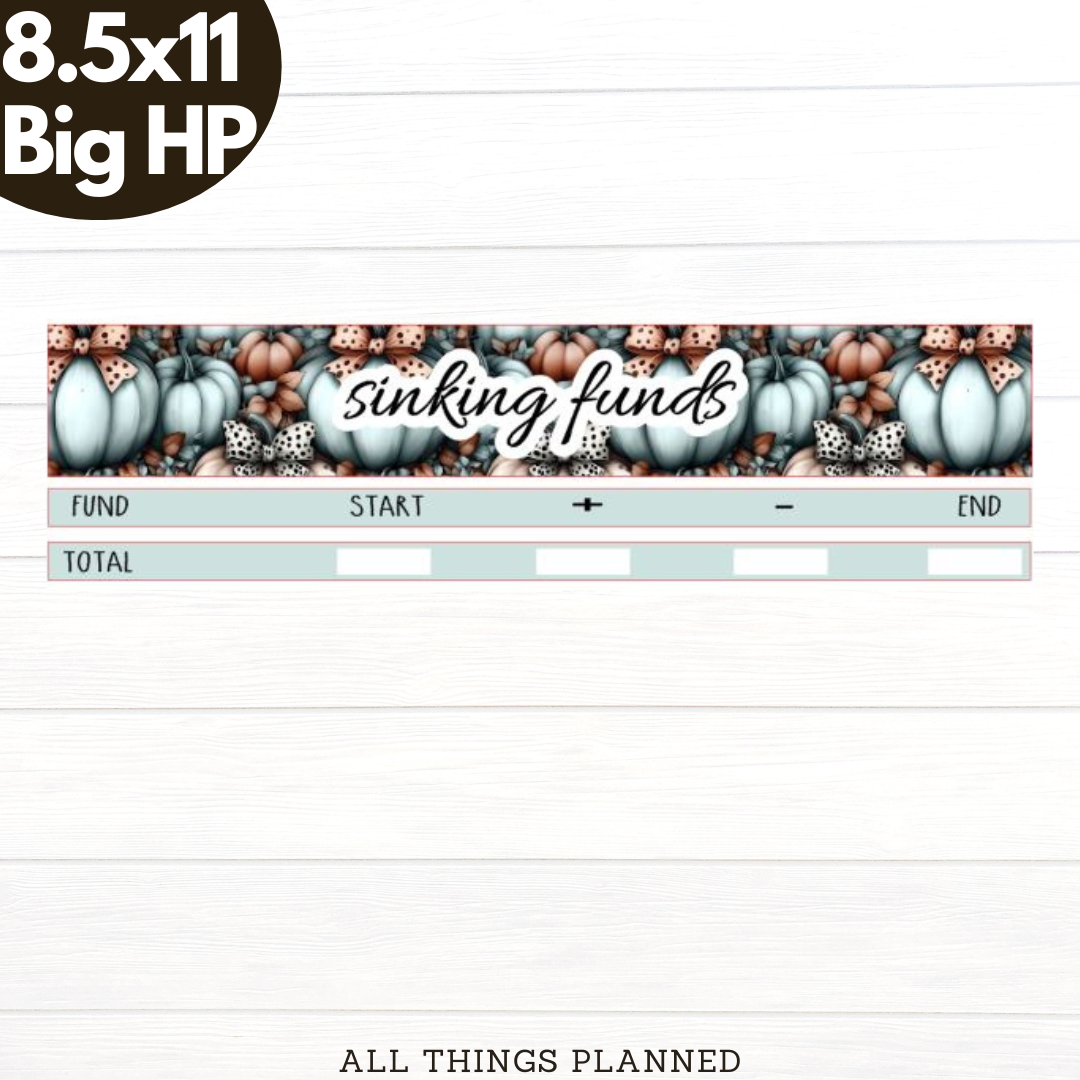 8.5x11 | Big | Oct (Pumpkins Bows) Sinking Funds Tracker