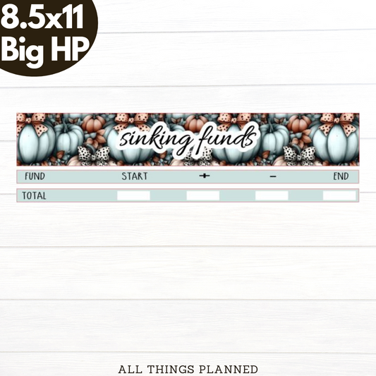 8.5x11 | Big | Oct (Pumpkins Bows) Sinking Funds Tracker