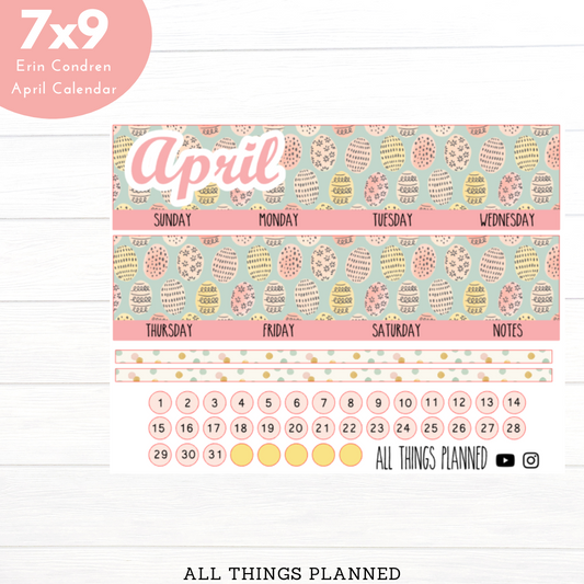 7x9 April (Easter) Monthly Calendar