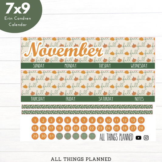 7x9 Nov. (Boho Fall) Monthly Calendar