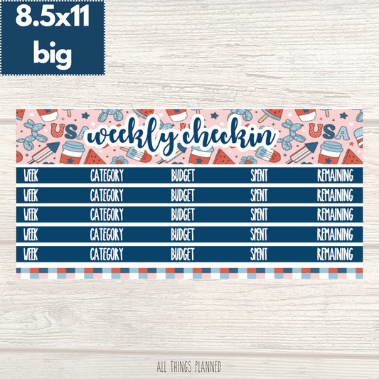 8.5x11 | Big | July (Happy 4th) Weekly Check-In