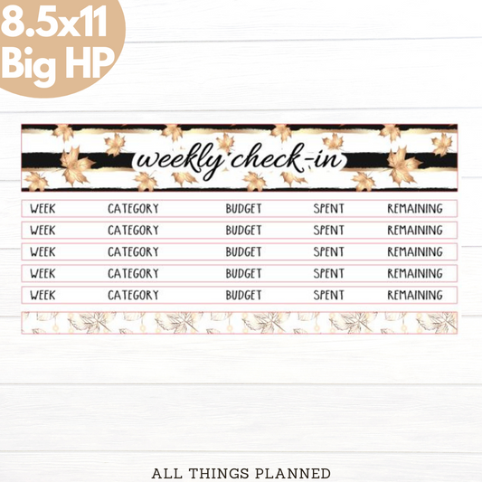 8.5x11 | Big | Sept (Golden Fall) Weekly Check-In