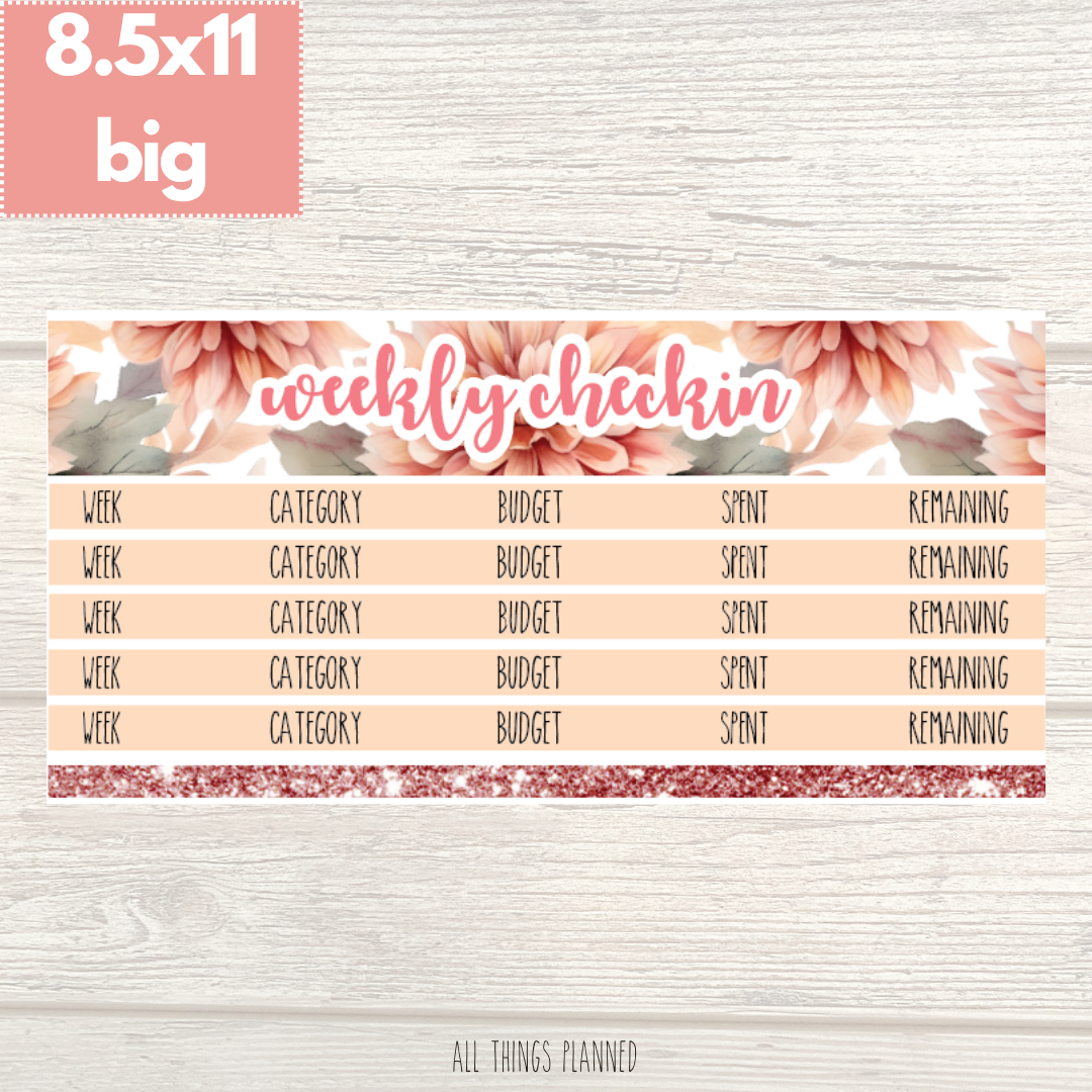 8.5x11 | Big | Oct. (Fall Florals) Weekly Check-In