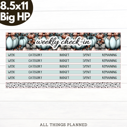 8.5x11 | Big | Oct (Pumpkins Bows) Weekly Check-In