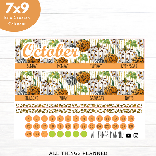 7x9 Oct. (Leopard Pumpkin) Monthly Calendar