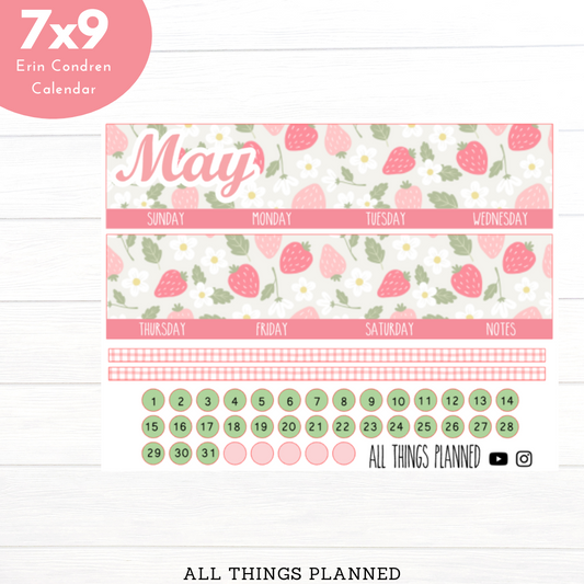 7x9 May (Strawberry) Monthly Calendar