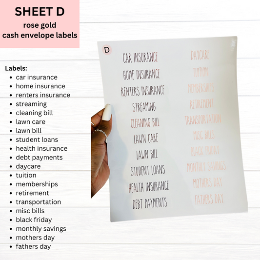 Rose Gold Foil A6 & A7 Labels | SHEET D