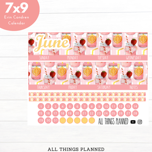 7x9 June (Pink Lemonade) Monthly Calendar