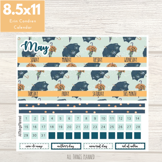 8.5x11 May (Golden Rain) Monthly Calendar