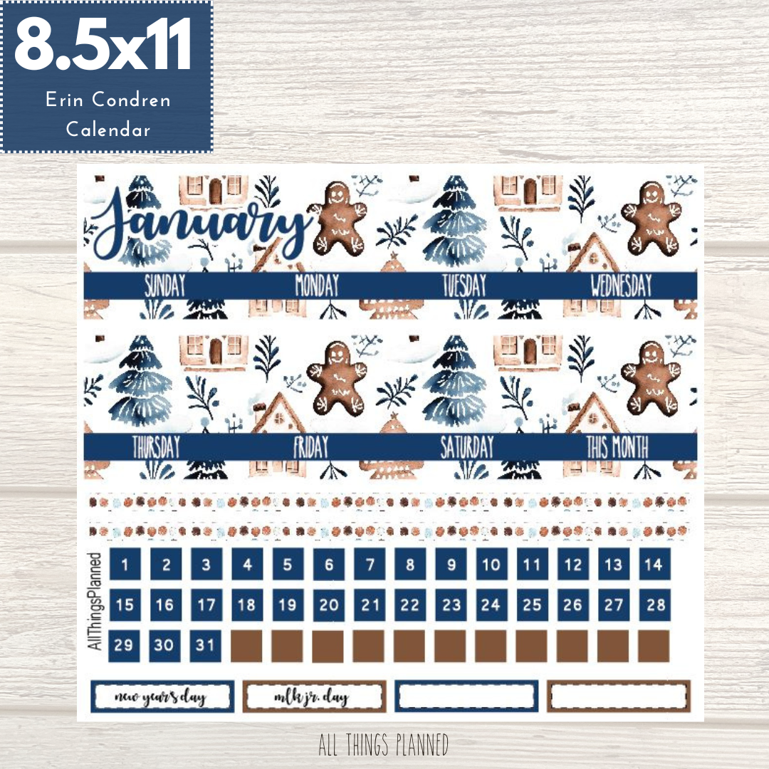 8.5x11 Jan. (Wonderland) Monthly Calendar